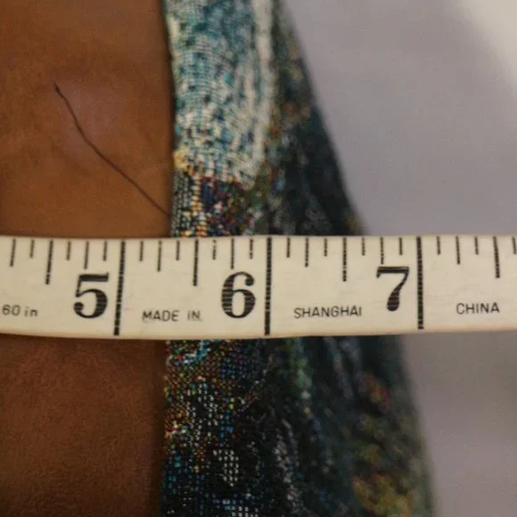 Unique Tan Vegan Leather and Canvas Tote Bag - Picture 9 of 10